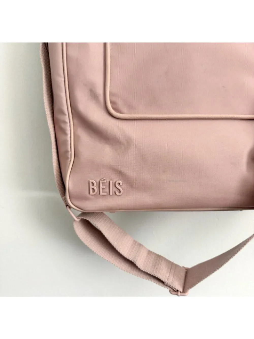 Beis Pink North/South Recycled Polyester Tote Bag Carry-on with Crossbody Strap